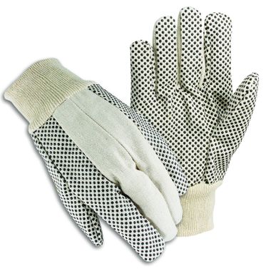 Cotton Canvas Gloves with Plastic Dots, Men's 10 oz.