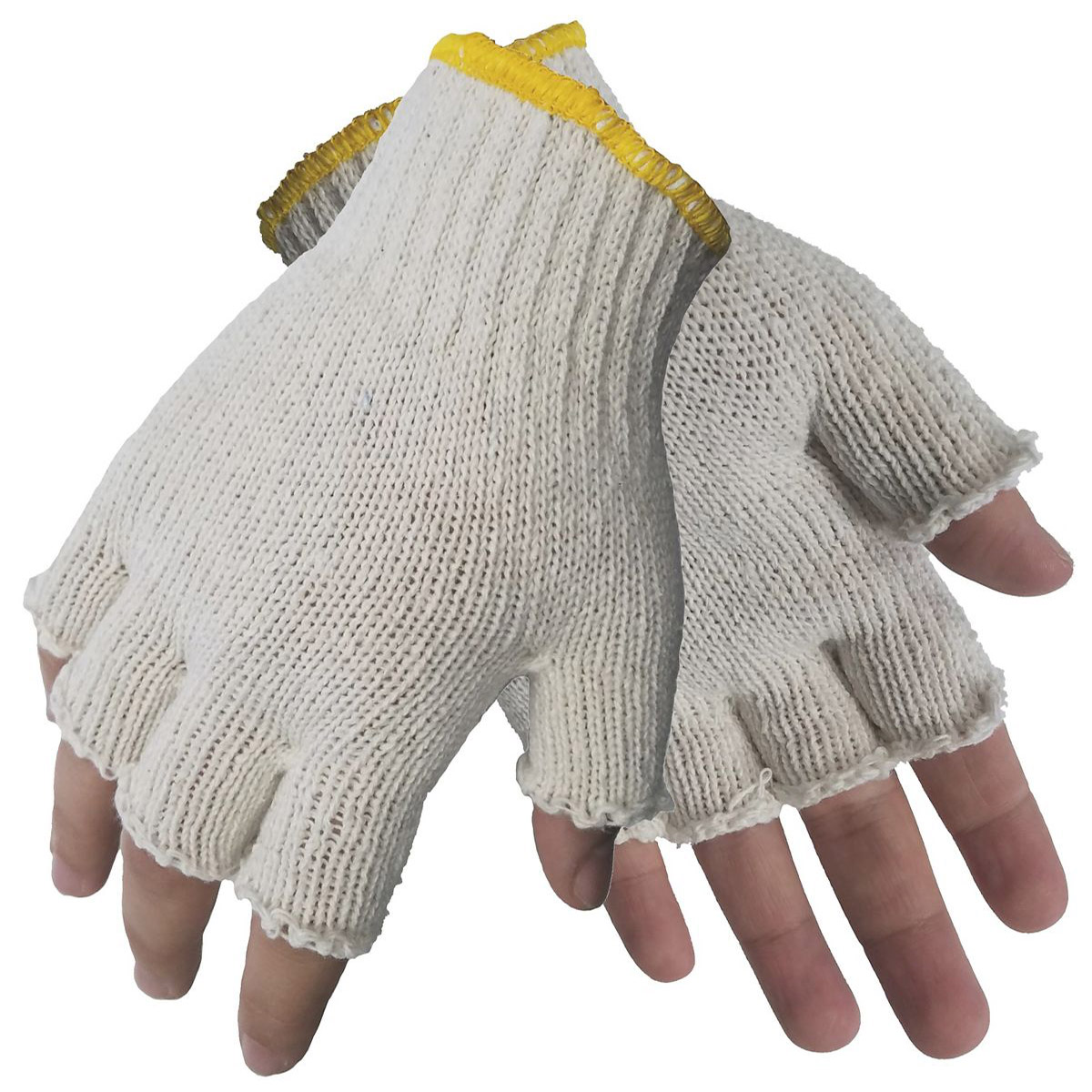 Fingerless String Knit Gloves, Men's Cotton Blend