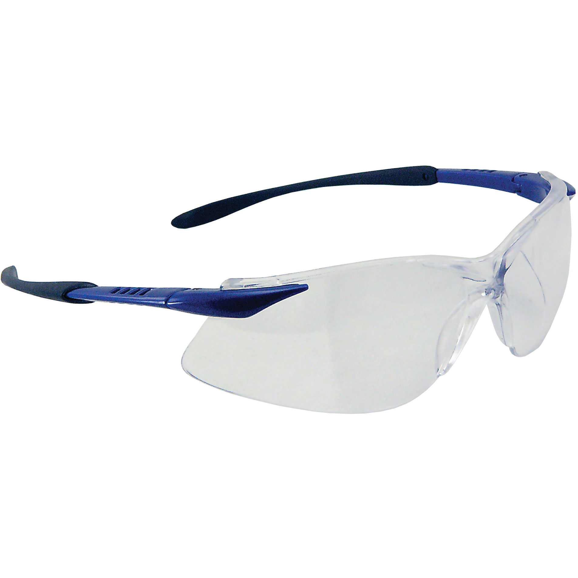 Crest Safety Glasses, Black/Blue Frame, Fog Free Clear Lens