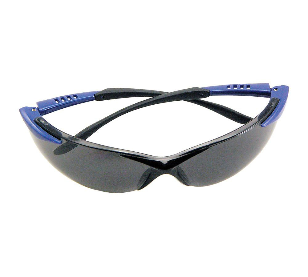 Crest Safety Glasses with Black/Blue Frame and Gray Lens