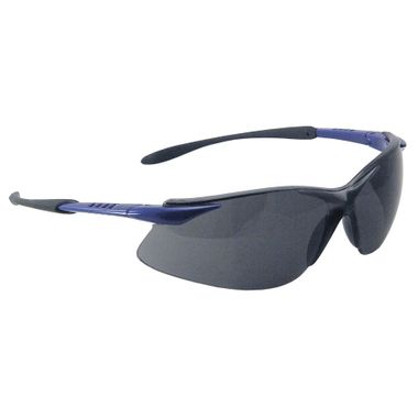 Crest Safety Glasses, Black/Blue Frame, Fog Free Gray Lens