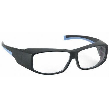 SpekZ Fitover Safety Glasses, Black /Blue Frame, Clear Lens