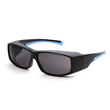 SpekZ Fitover Safety Glasses, Black /Blue Frame, Gray Lens