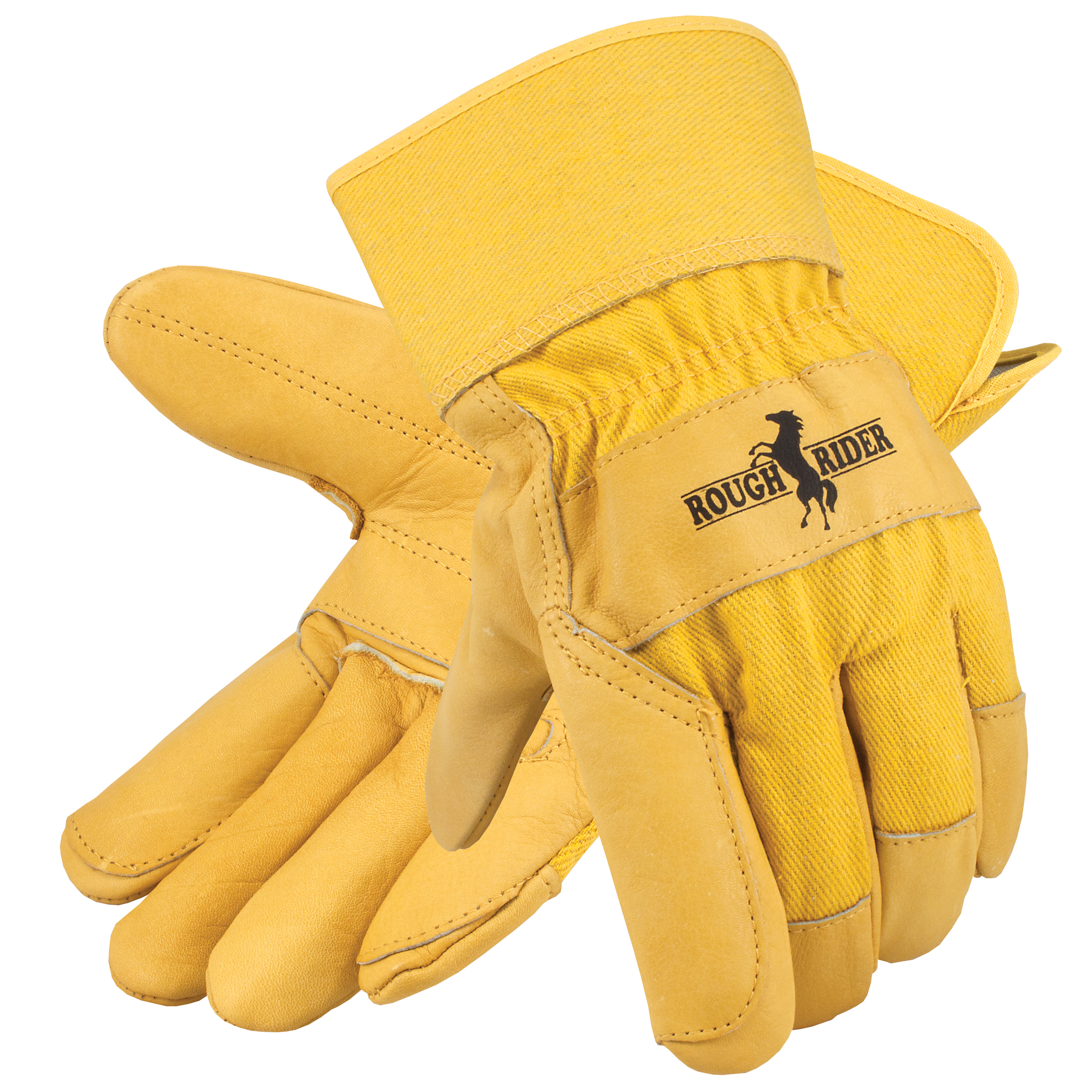 Rough Rider&reg; Grain Leather Double Palm Gloves, Safety Cuff, 1 Pair