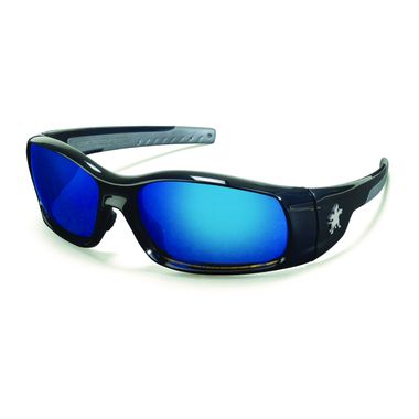 MCR SR118B Swagger® Safety Glasses, Polished Black Frame, Blue Mirror Lens