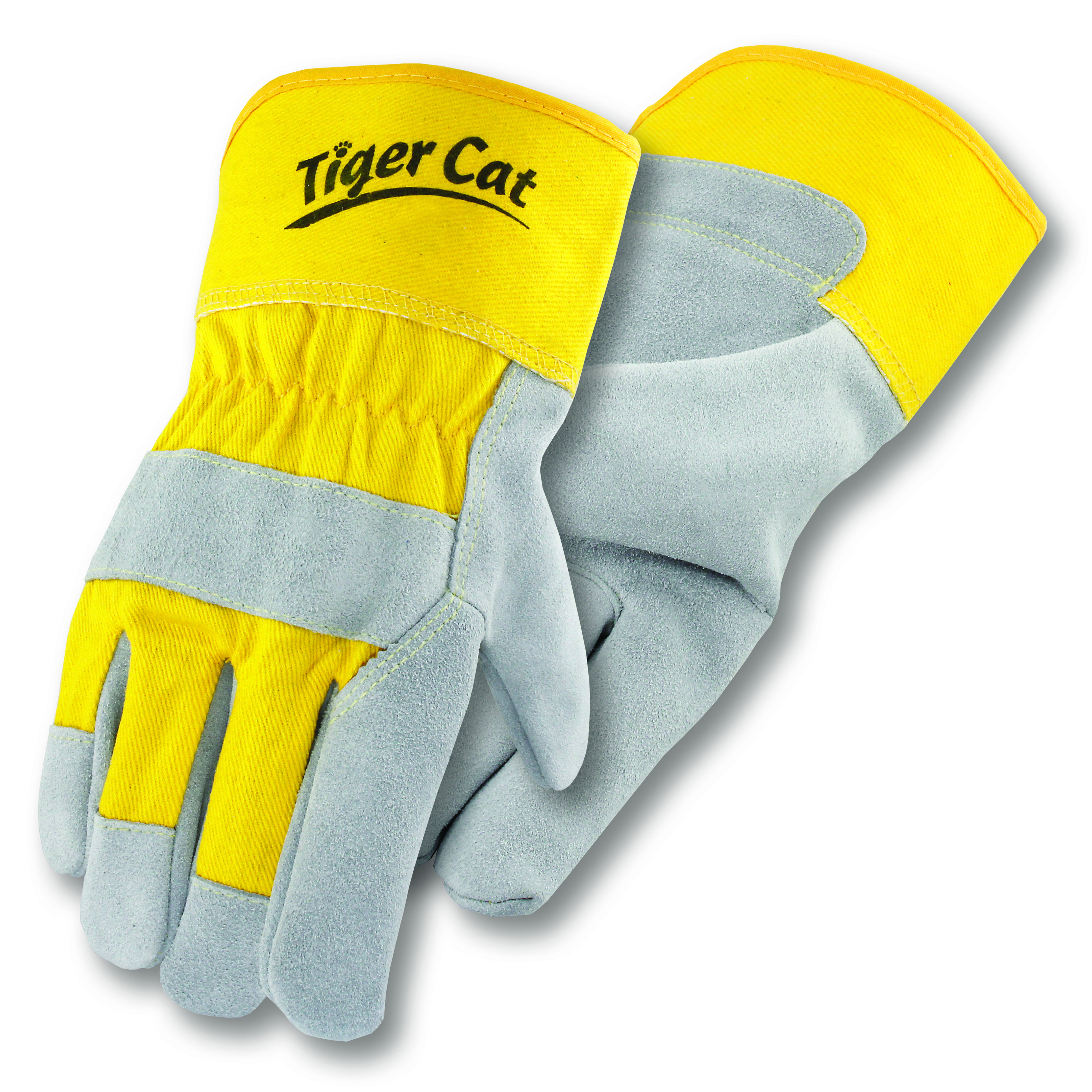 Tiger Cat&trade; Premium Leather Palm Gloves, Safety Cuff, Sewn with Cut Resistant Thread, 1 PR