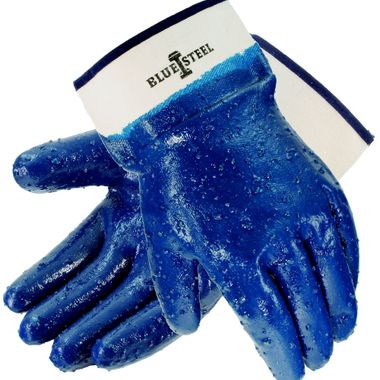 Blue Steel™ Nitrile Rough Coated Gloves, Safety Cuff, 1 Pair