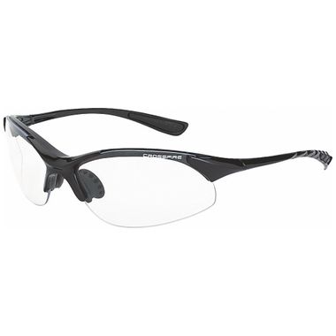 Crossfire® Cobra™ Safety Glasses, Shiny Black Frame, Clear Lens