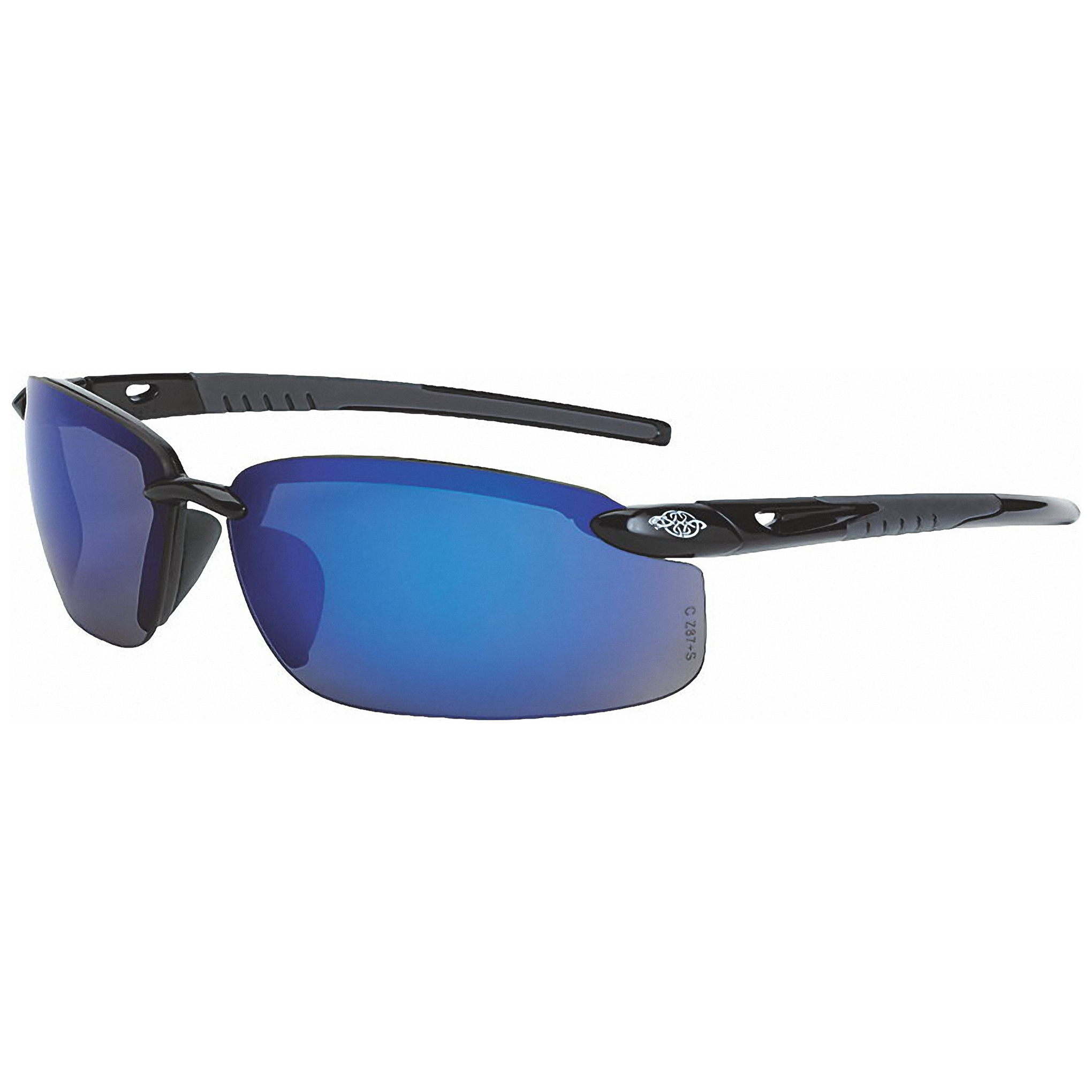 Crossfire&reg; ES5&trade; Safety Glasses, Shiny Black Frame, Blue Mirror Lens