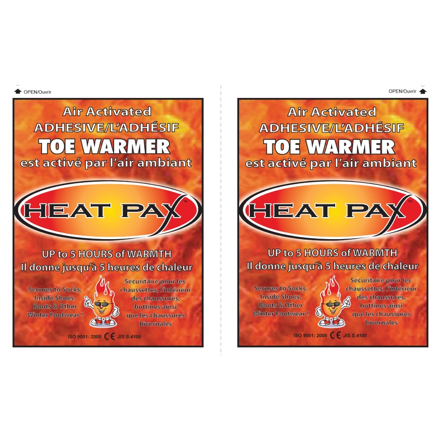 HeatPax&trade; Air Activated Adhesive Toe Warmers, 10 Pairs/Pack