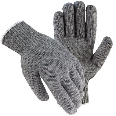 Gray String Knit Gloves, Men's Cotton Blend