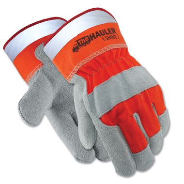 Hauler Shine™ Leather Palm Gloves, Reflective Safety Cuff