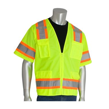 PIP 303-0500 Class 3 Safety Vest, Solid Front, Mesh Back