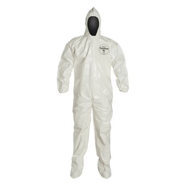 DuPont™ Tychem® 4000 Coverall. SL122B, Bound Seams, Elastic Wrists & Attached Hood & Boots