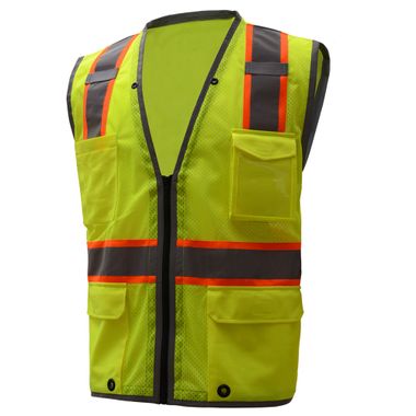 GSS Hyper-Lite ANSI Class 2 Mesh Safety Vest, Reflective Piping, Zip Front