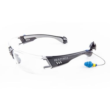Soundshield™ Construction Safety Glasses, Built-in Earplugs, Clear Anti-Fog Lens