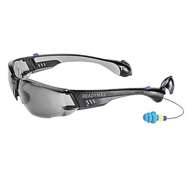 Soundshield™ Construction Safety Glasses, Built-in Earplugs, Gray Anti-Fog Lens