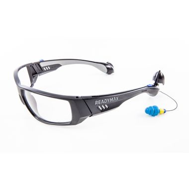 ReadyMax SoundShield GLPS1-CL Pro Series 1 Safety Glasses with Attached Earplugs, Clear Anti-Fog