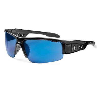 Ergodyne® Skullerz® 52092 Dagr Safety Glasses, Black Frame, Blue Mirror Lens