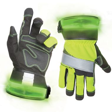 CLC® L146 Safety Viz Pro Lime Gloves, Lighted Safety Cuffs, Touch Screen Fingertips