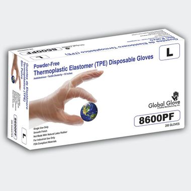 Global Glove 8600PF 2 Mil TPE Disposable Gloves, 200/Box