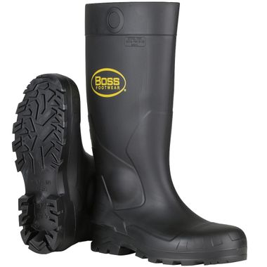 PIP Boss® 380-800 Black 16” PVC Boots, Plain Toe, Made in USA