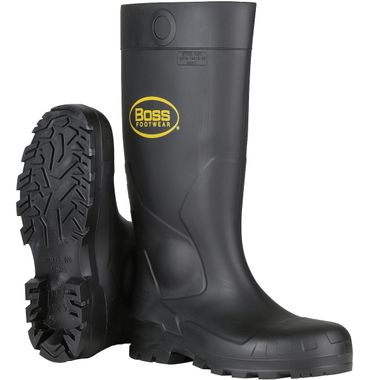 PIP Boss® 383-820 Black 16” PVC Boots, Full Safety Steel Toe & Midsole, Made in USA