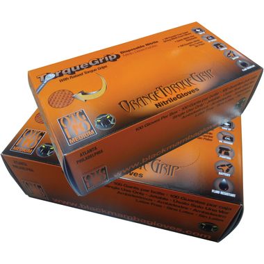 Orange Torque Grip 8 Mil Disposable Powder Free Nitrile Gloves, Black Mamba Brand
