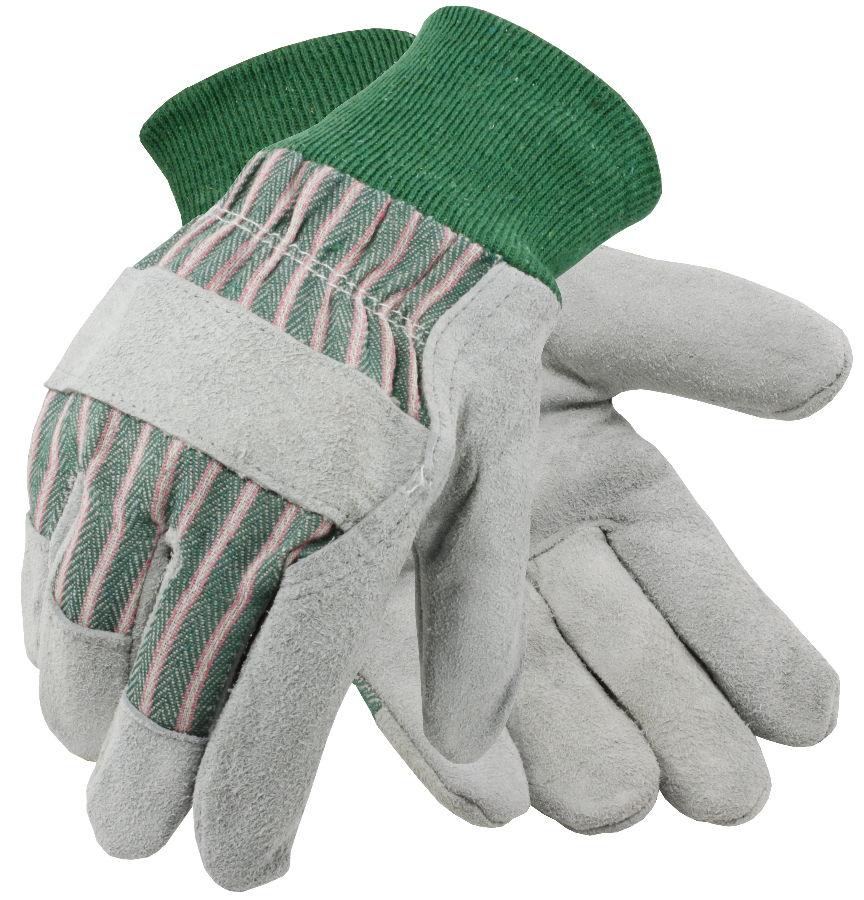 Leather Palm Gloves, Knit Wrist, 1 Pair