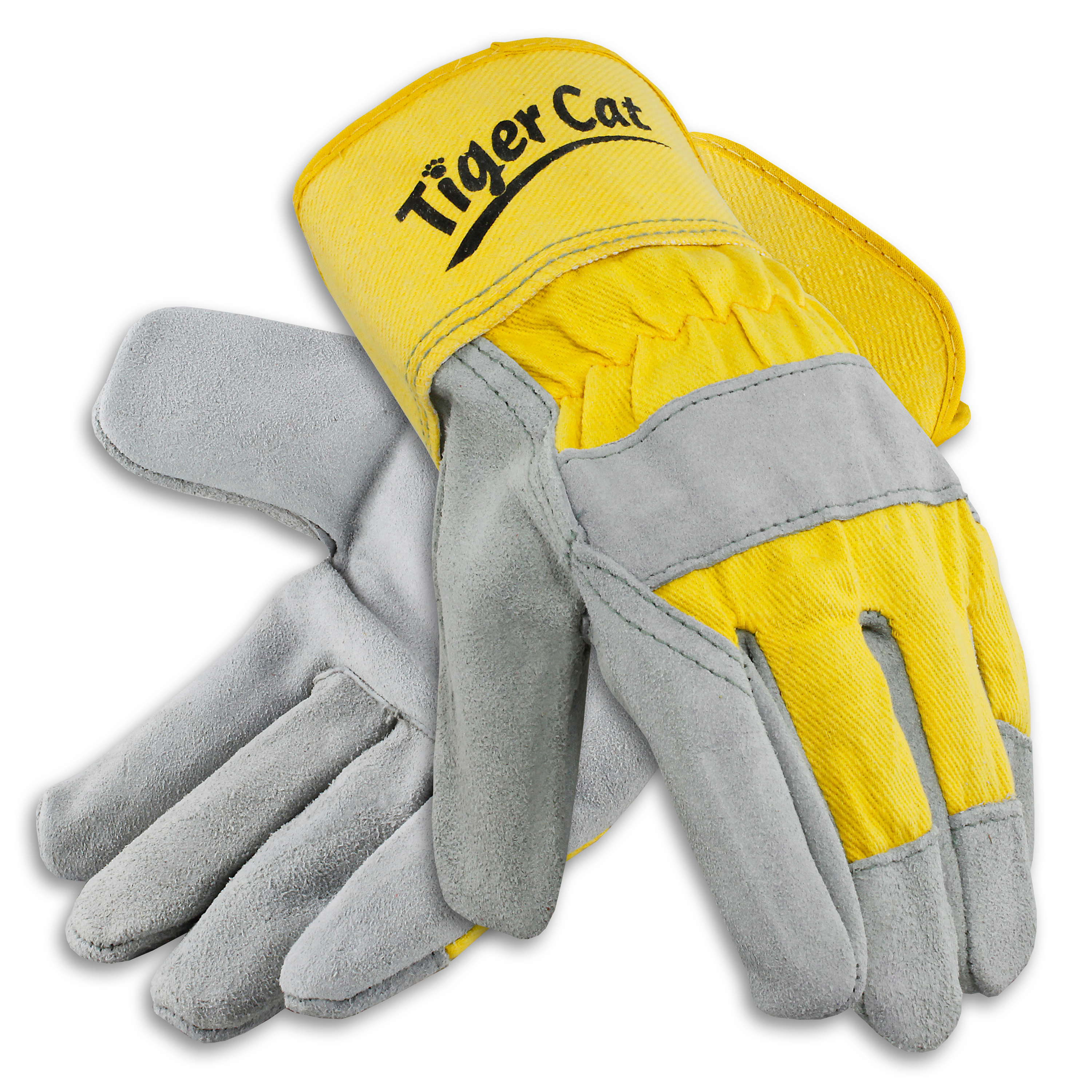 Tiger Cat&trade; Premium Leather Palm Gloves, Safety Cuff, 1 Pair