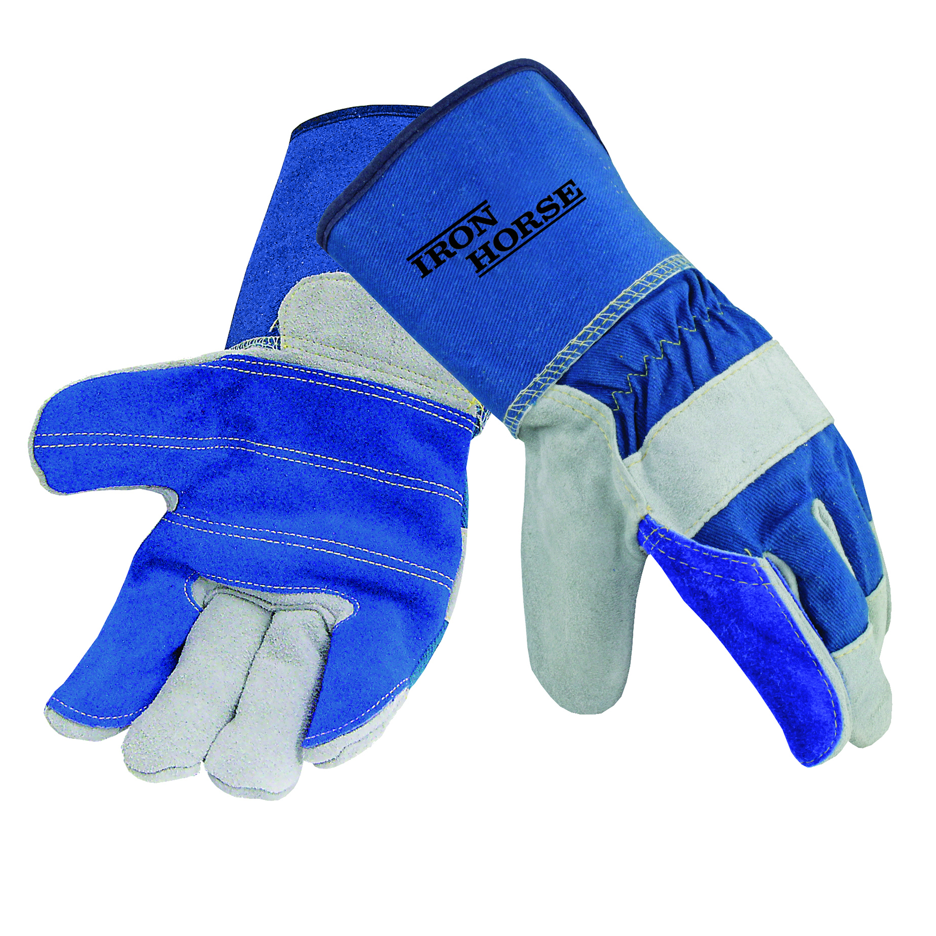 Iron Horse Double Leather Palm Gloves, Gauntlet Cuff, Sewn with Cut Resistant Thread