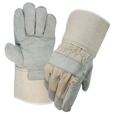 Select Leather Palm Gloves with White Back, Gauntlet Cuff