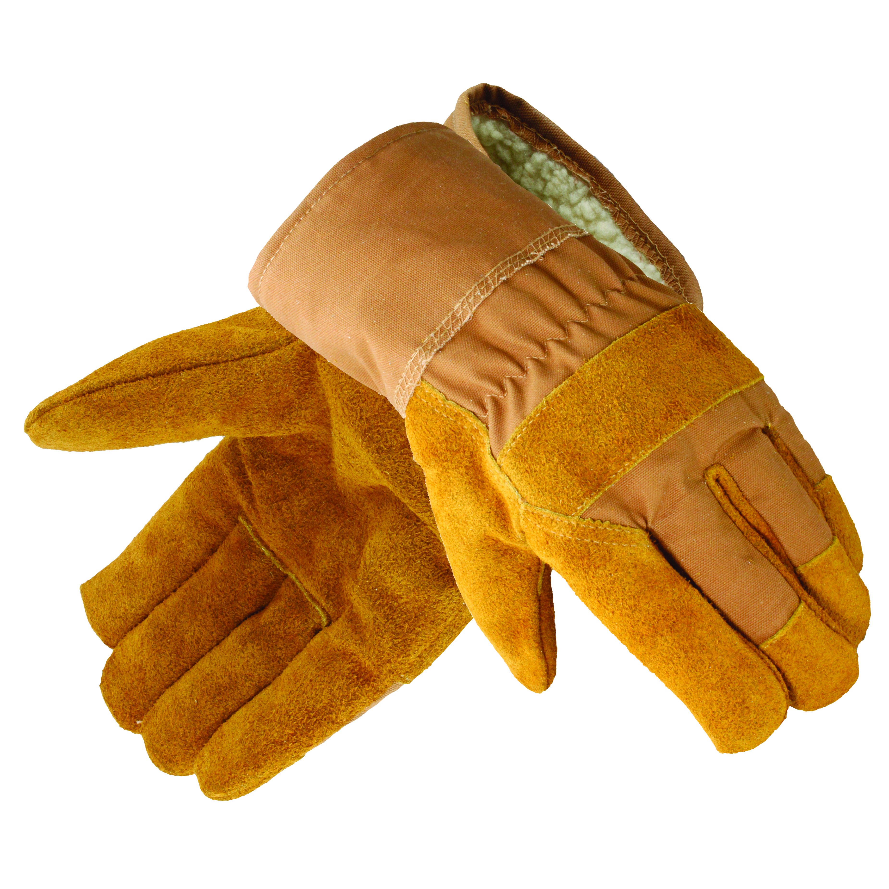 Leather Palm Work Gloves, Pile Lining, 1 Pair