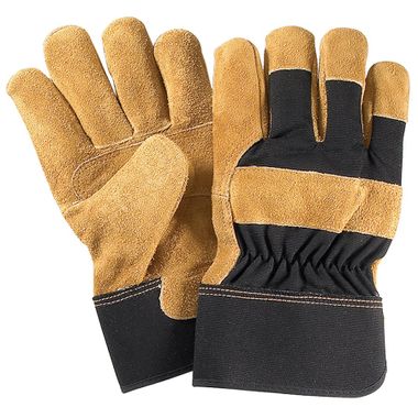 Cotton Duck Work Gloves with Leather Palm, Safety Cuff