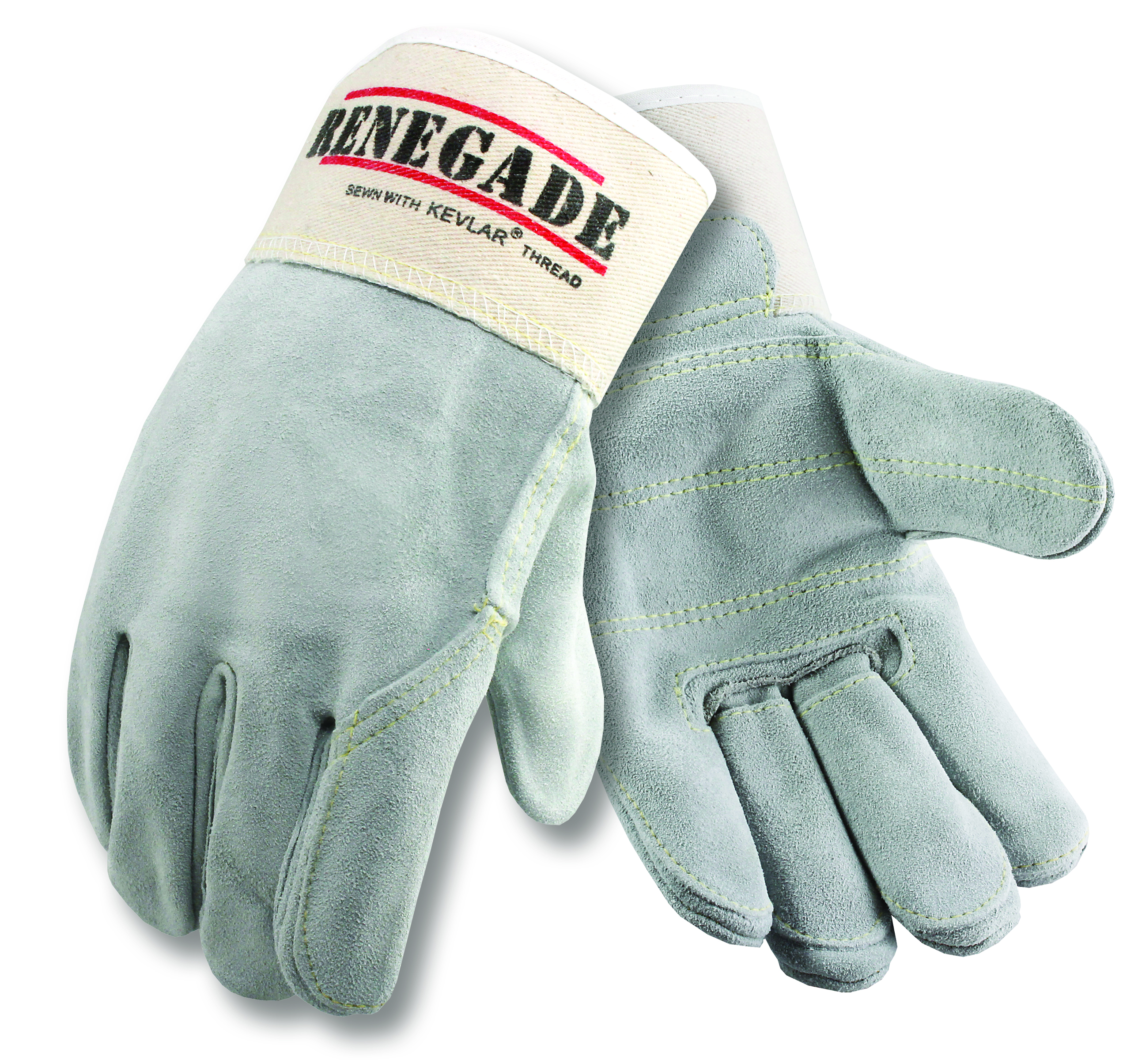 Renegade&trade; Double Palm Gloves, Full Leather Back, Safety Cuff