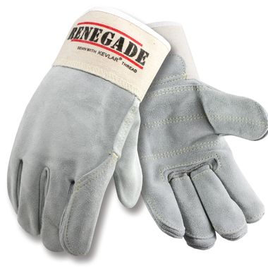 Renegade™ Double Palm Gloves, Full Leather Back, Safety Cuff