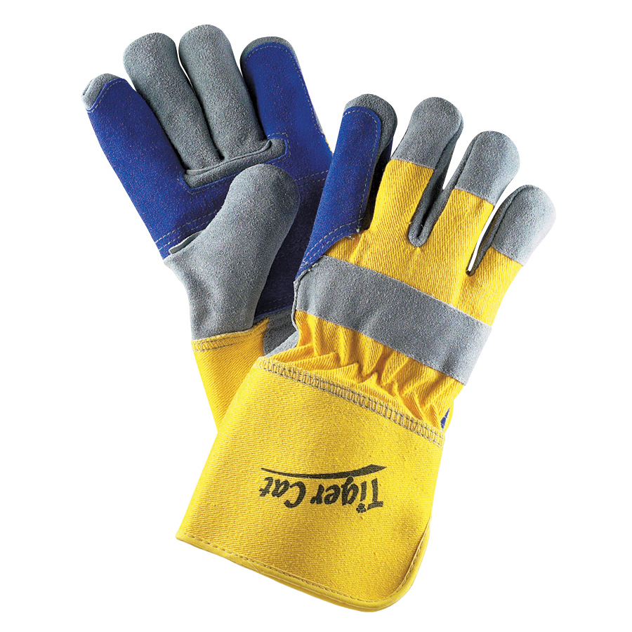 Tiger Cat&trade; Premium Leather Double Palm Gloves w/ Gauntlet Cuff