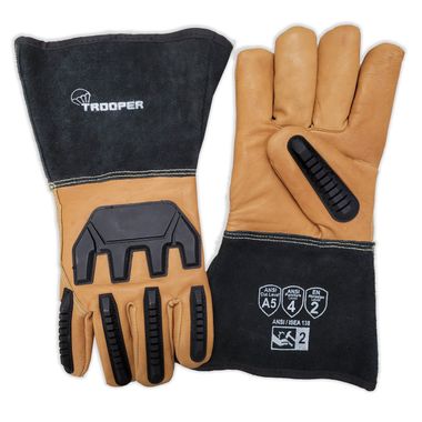 Trooper FlakBak™ Insulated - Water, Oil, Impact and Cut Resistant Goatskin Gloves with Gauntlet Cuff