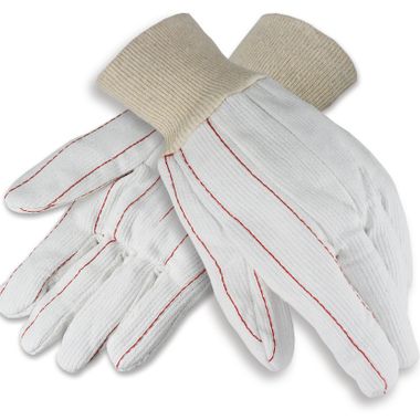 Corded Cotton Double Palm Poly Blend Gloves, Knit Wrist