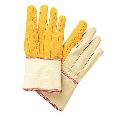 Gold Cotton Chore Gloves with Canvas Back, Gauntlet Cuff