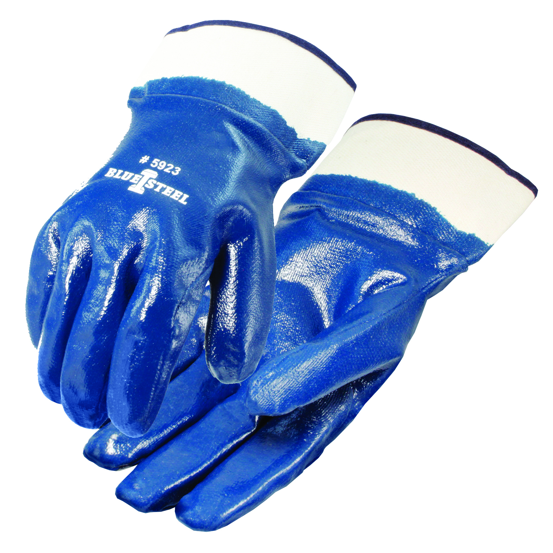 Blue Steel&trade; Nitrile Coated Gloves, Smooth Finish, Safety Cuff, 1 Pair