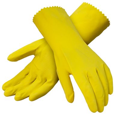 Latex Cleaning Gloves, Flock Lining, Yellow