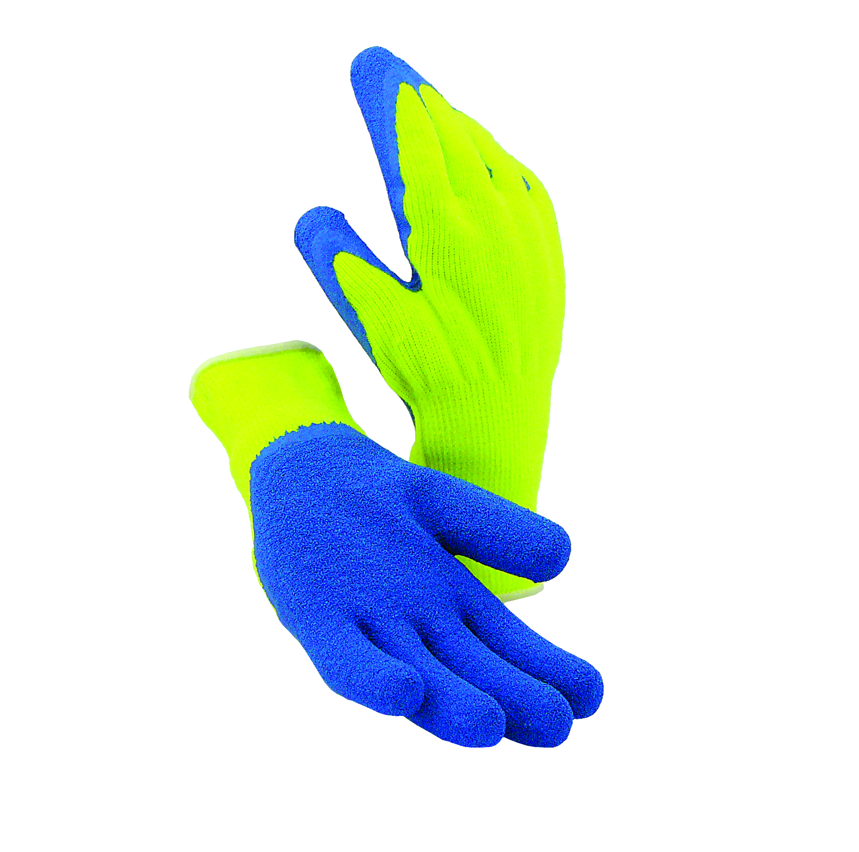 Hi-Viz Latex Palm Gloves, Terry Lining, 1 Pair