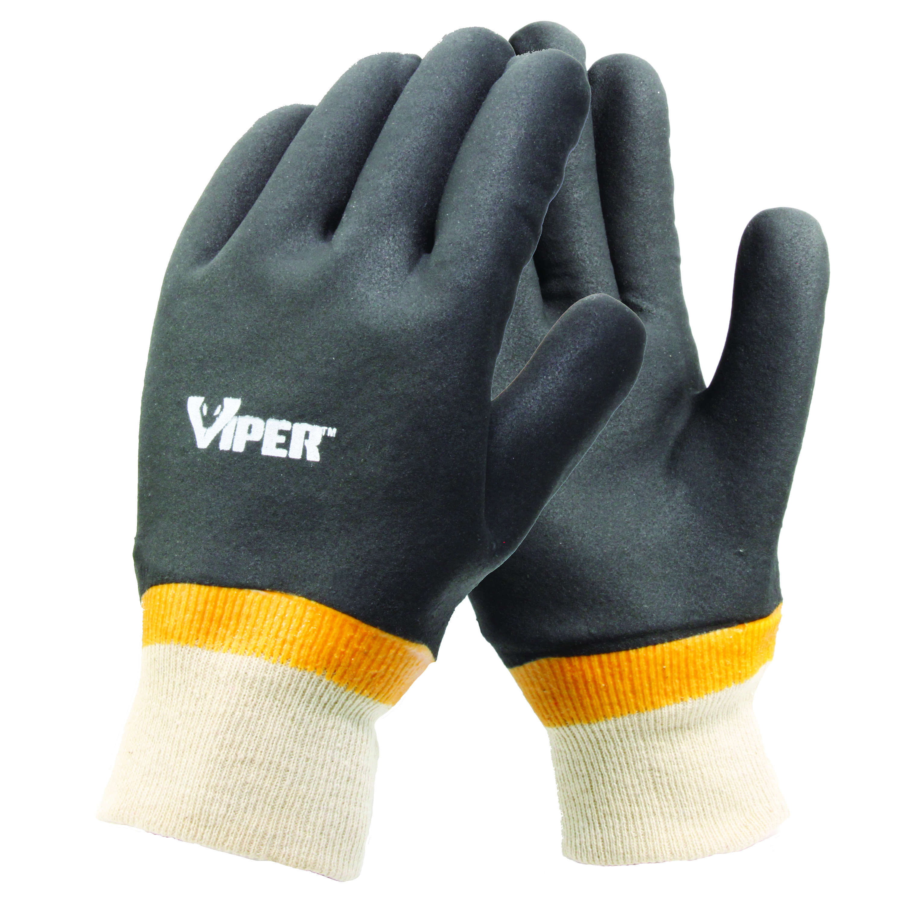 Viper&reg; Double Coated PVC Gloves, Knit Wrist, 1 Pair