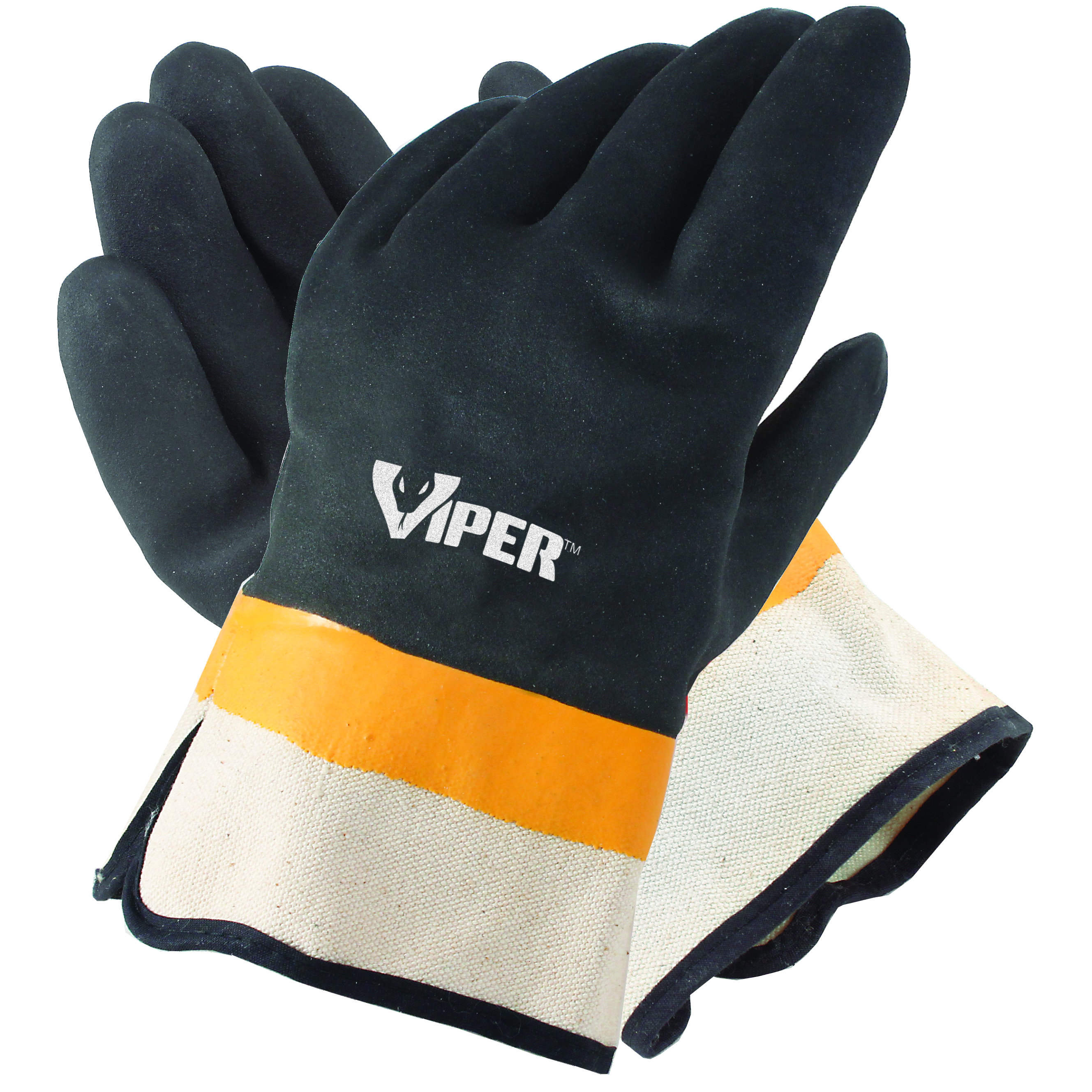 Viper&reg; Double Coated PVC Gloves, Safety Cuff, 1 Pair