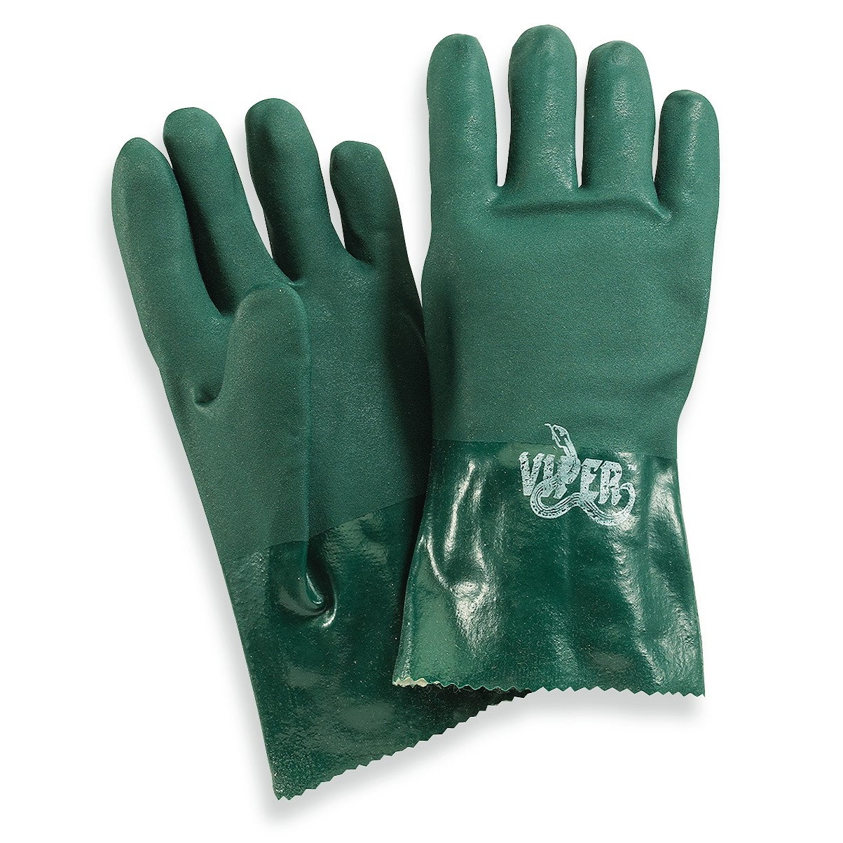Viper&trade; Double Coated PVC Gloves, 12 Inch, Dark Green, 1 Pair