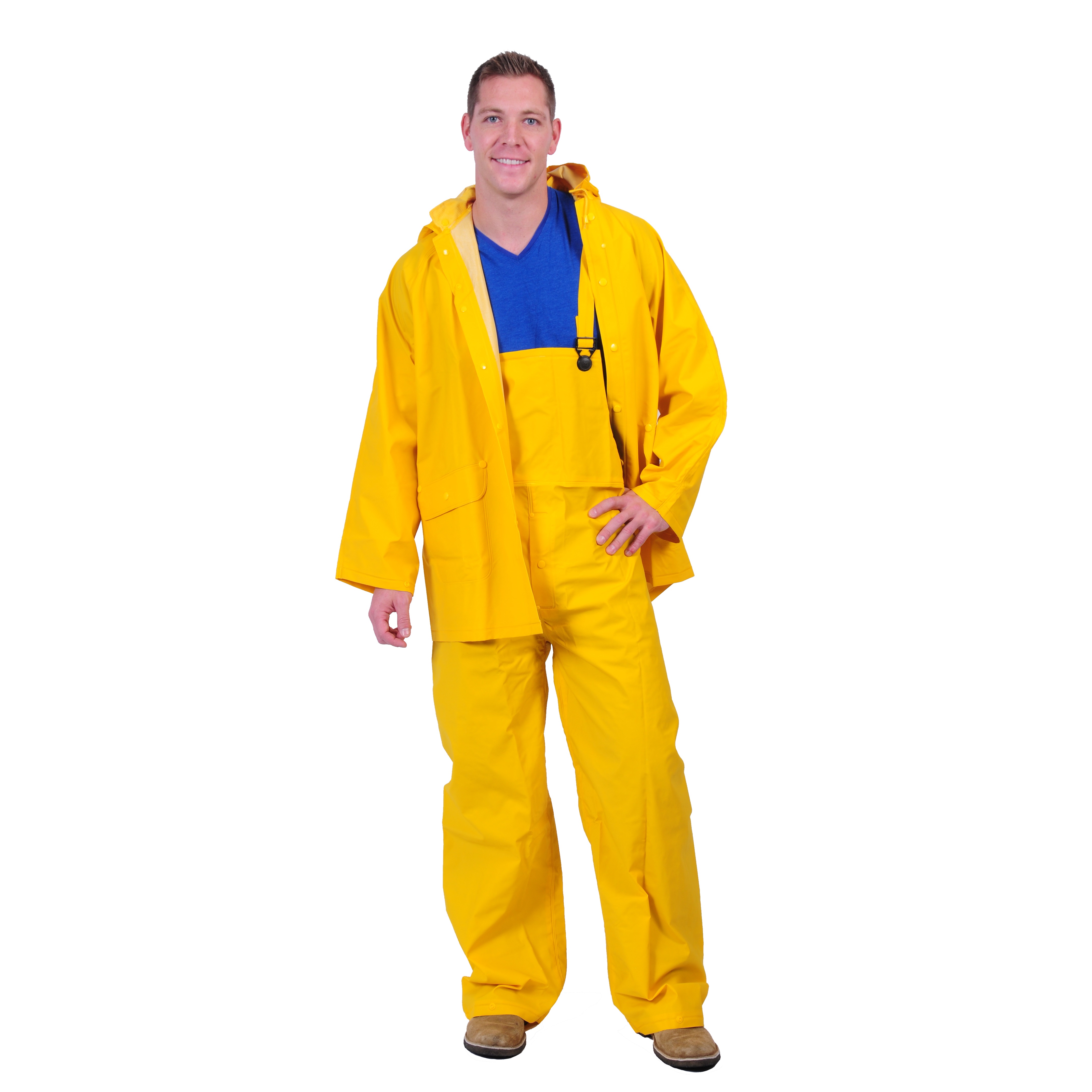 Yellow Galeton 7950-S-YW 7950 Repel Rainwear 0.35 mm PVC 3-Piece Rain Suit Small