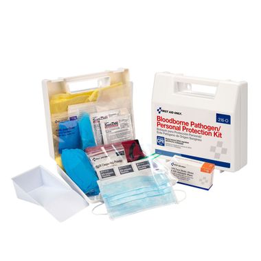 First Aid Only® 216-O Bloodborne Pathogen (BBP) Spill Clean Up Kit & Personal Protection, CPR Pack, Plastic Case