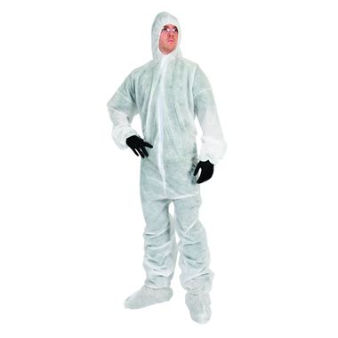 Safe N' Clean™ Coverall with Hood, Elastic Wrists & Ankles and Boots
