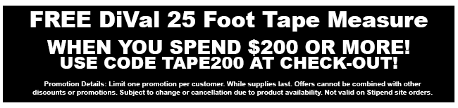 Free Tape Measurer with Orders of $200 or More!